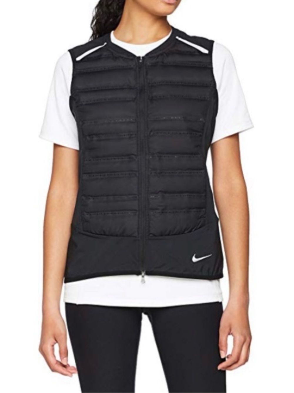 NWT Nike Aeroloft Ventilated Black Quilted Zip-Up Running Vest - Size Small